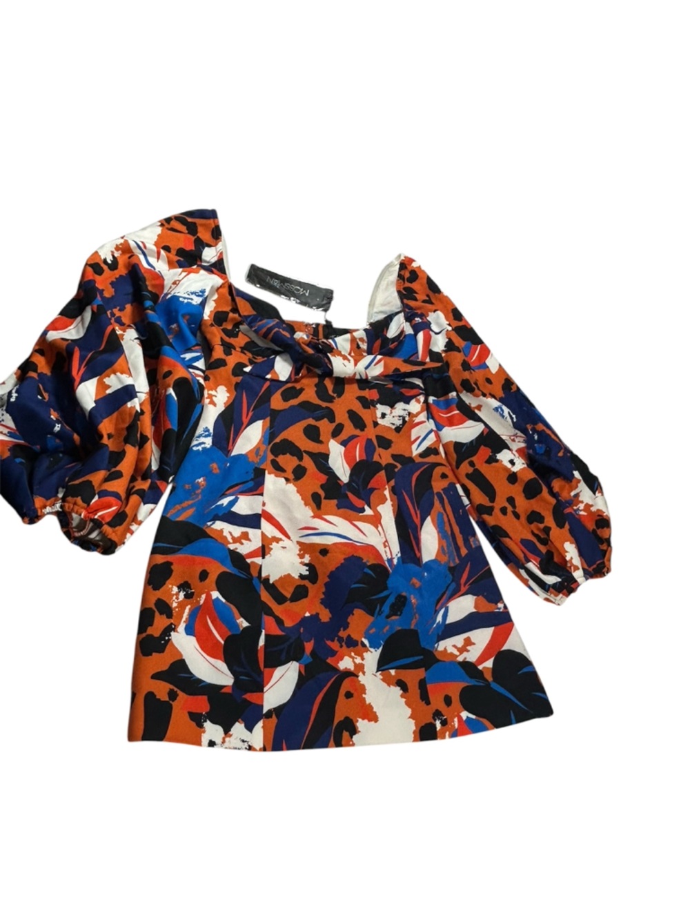 Mossman The Untamed Mini Dress Off Shoulder Puff Sleeve Floral Animal Print 6/8